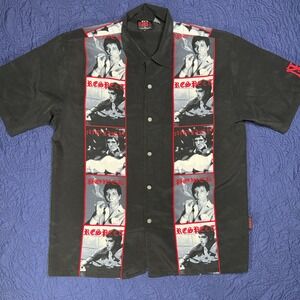 Scarface Tony Montana Graphic‎ Button Up Shirt Mens XL Black Power Respect